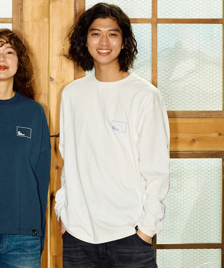 go slow caravan(ゴースローキャラバン) |USA/C スクエアLOGOバックプリント ロングスリーブTEE (MENS)