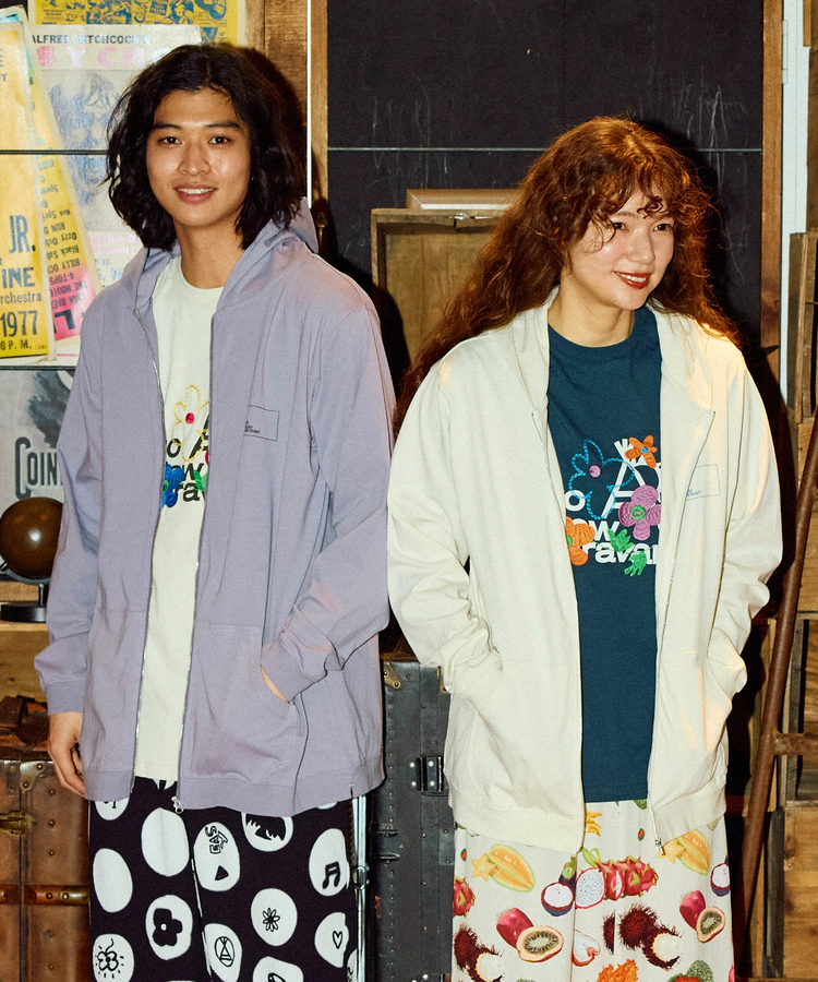 go slow caravan(ゴースローキャラバン) |USA/C スクエアLOGOバックプリント ZIPフーディー (MENS/WOMENS)