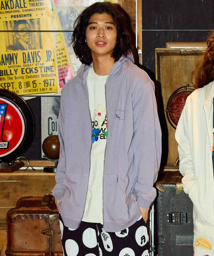 go slow caravan(ゴースローキャラバン) |USA/C スクエアLOGOバックプリント ZIPフーディー (MENS/WOMENS)