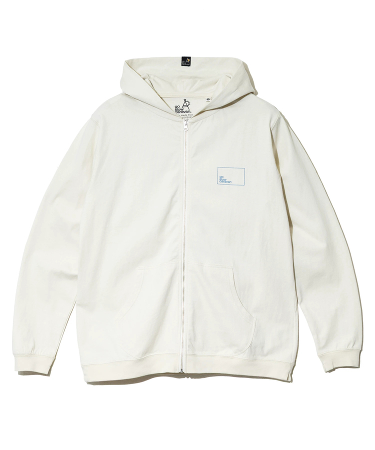 go slow caravan(ゴースローキャラバン) |USA/C スクエアLOGOバックプリント ZIPフーディー (MENS/WOMENS)