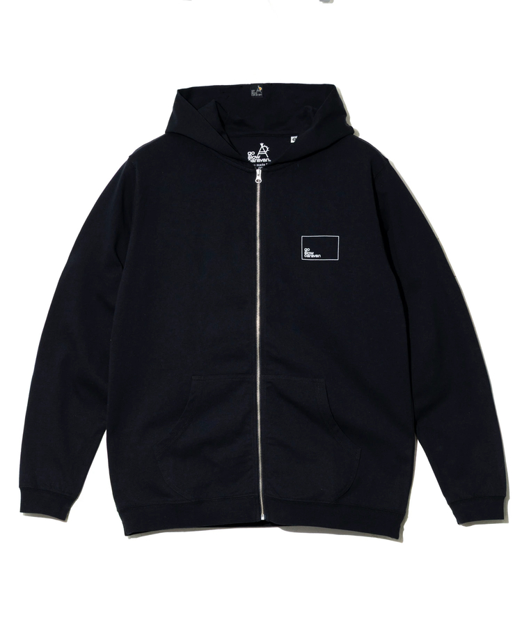 go slow caravan(ゴースローキャラバン) |USA/C スクエアLOGOバックプリント ZIPフーディー (MENS/WOMENS)