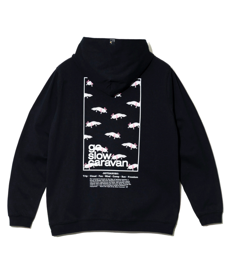 go slow caravan(ゴースローキャラバン) |USA/C スクエアLOGOバックプリント ZIPフーディー (MENS/WOMENS)