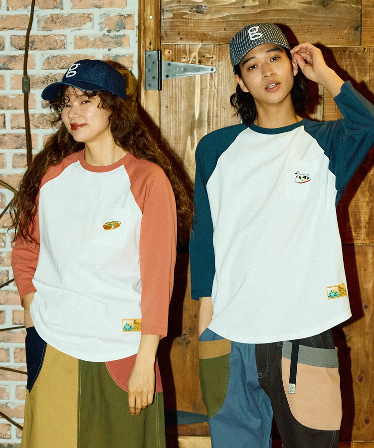 go slow caravan(ゴースローキャラバン) |USA/C 色々刺繍 8分袖 BB TEE (MENS)