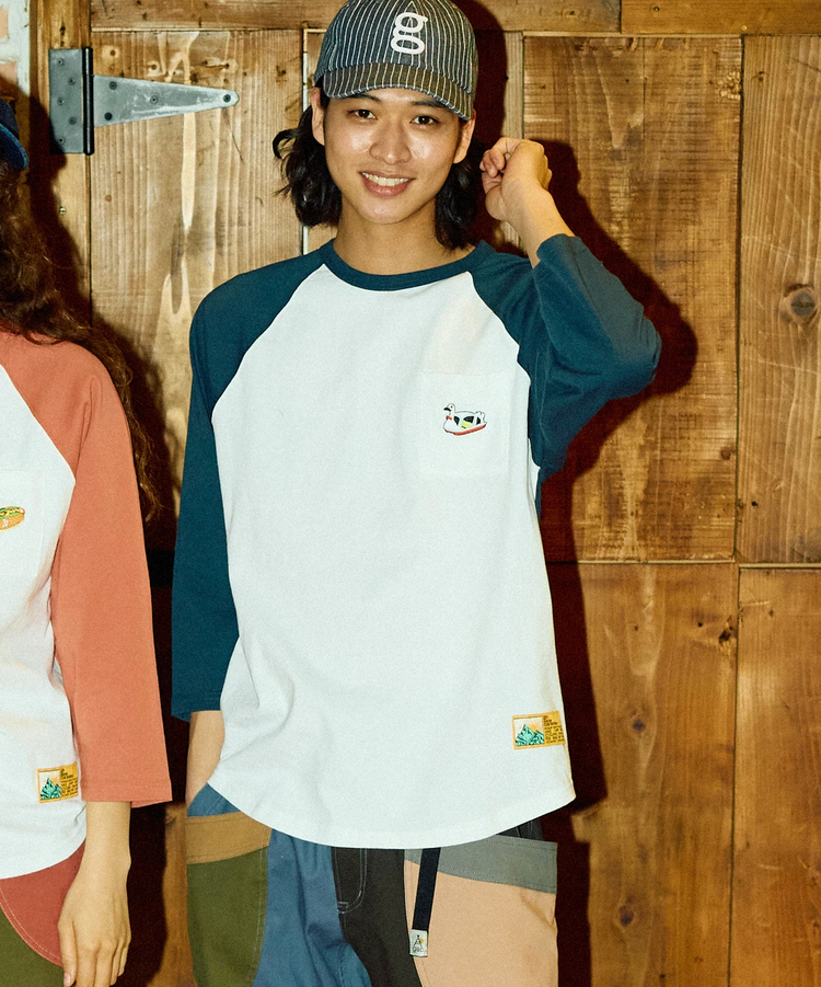 go slow caravan(ゴースローキャラバン) |USA/C 色々刺繍 8分袖 BB TEE (MENS)