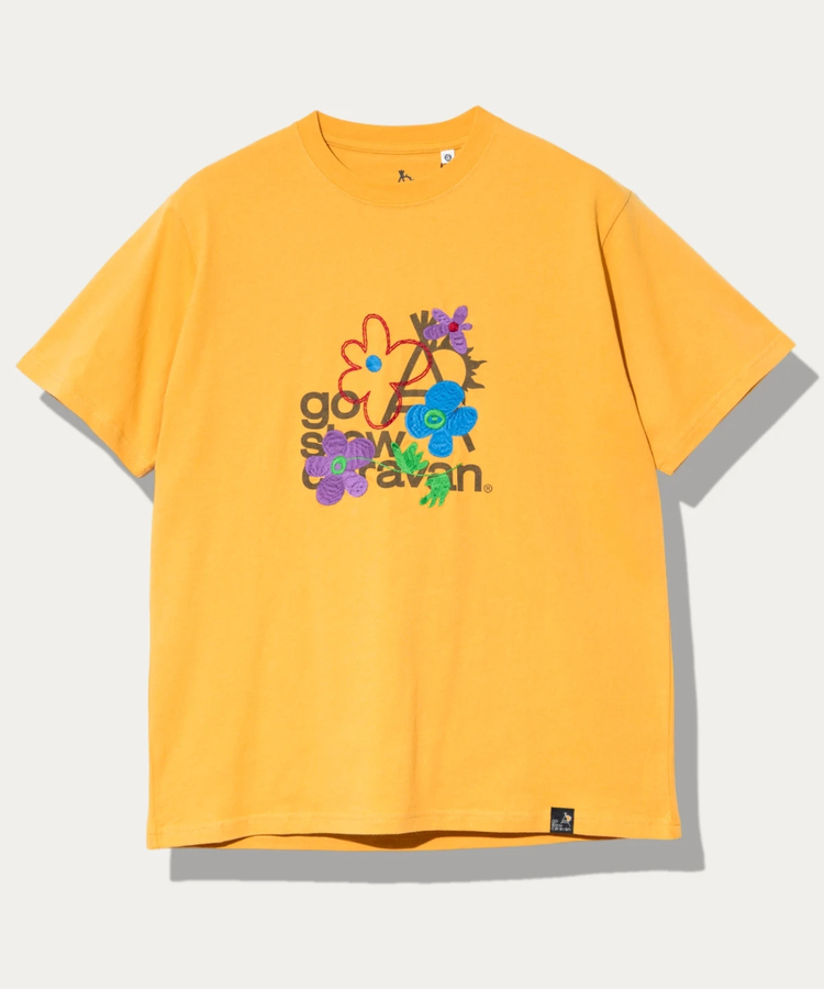 go slow caravan(ゴースローキャラバン) |USA/C フラワー刺繍 LOGO TEE (MENS/WOMENS)