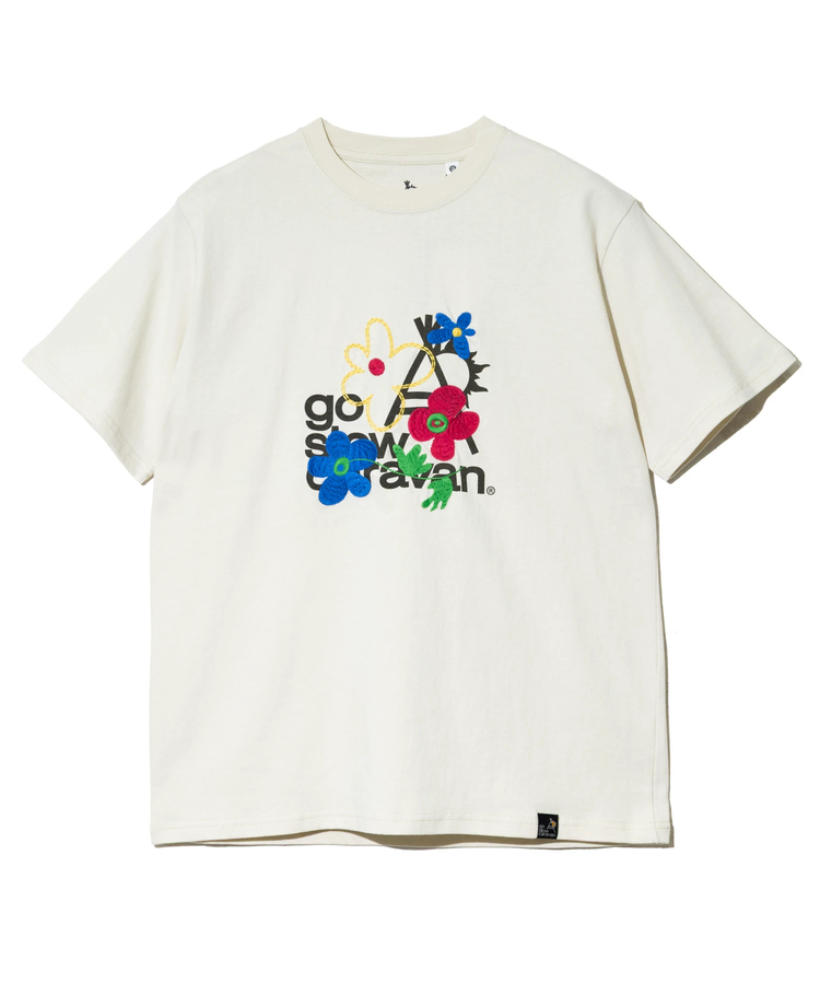 go slow caravan(ゴースローキャラバン) |USA/C フラワー刺繍 LOGO TEE (MENS/WOMENS)