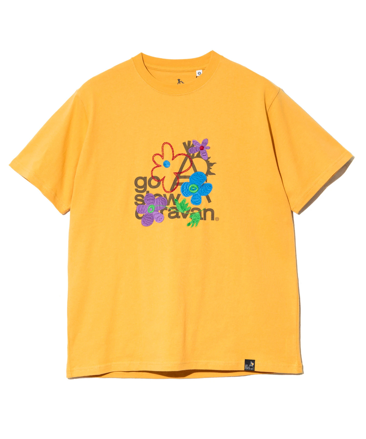 go slow caravan(ゴースローキャラバン) |USA/C フラワー刺繍 LOGO TEE (MENS/WOMENS)