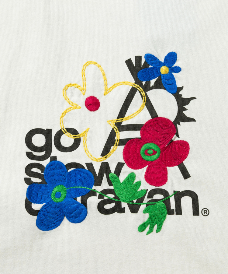 go slow caravan(ゴースローキャラバン) |USA/C フラワー刺繍 LOGO TEE (MENS/WOMENS)