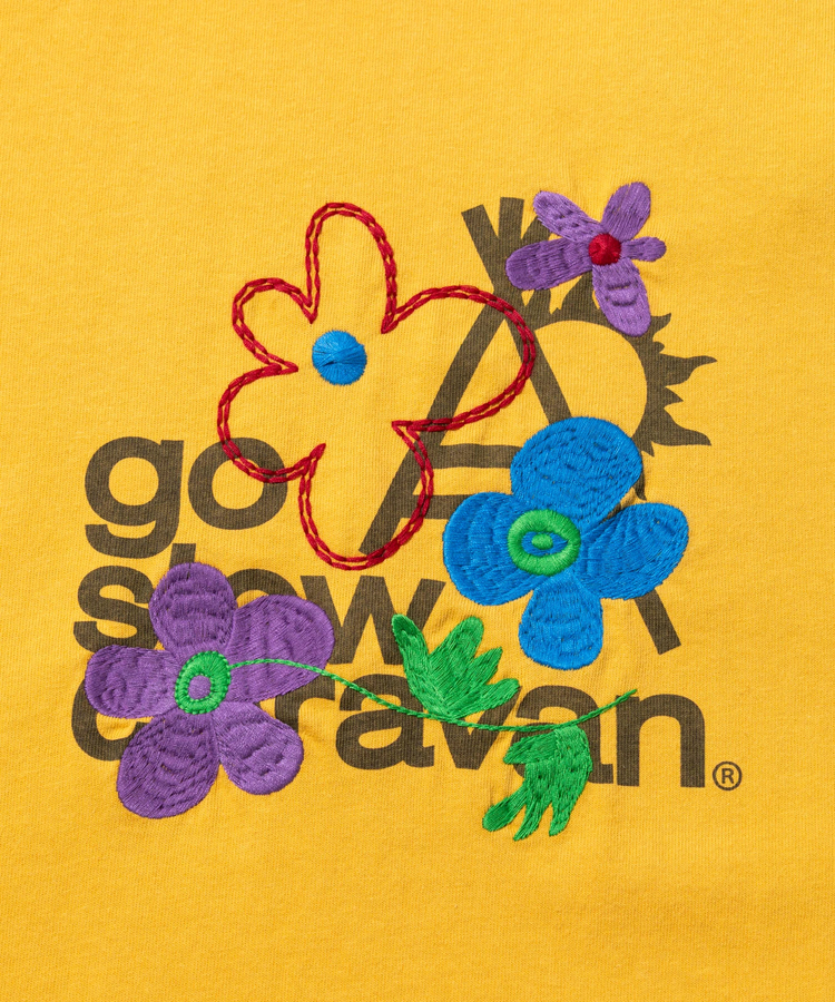 go slow caravan(ゴースローキャラバン) |USA/C フラワー刺繍 LOGO TEE (MENS/WOMENS)