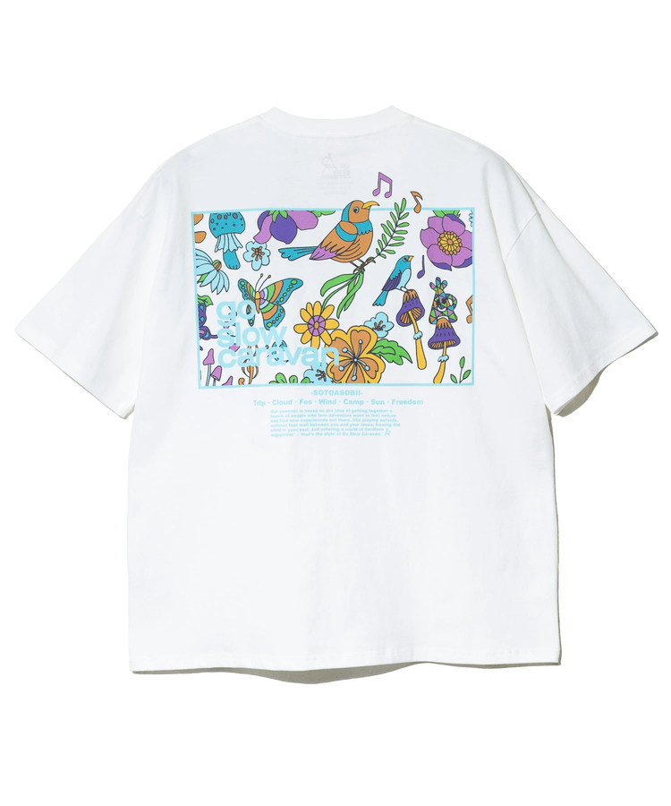 go slow caravan(ゴースローキャラバン) |USA/C スクエアLOGOバックプリントゆったりTEE (MENS)