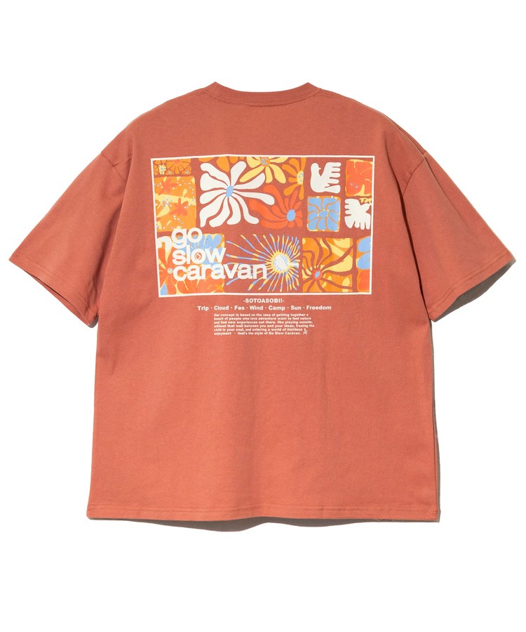 go slow caravan(ゴースローキャラバン) |USA/C スクエアLOGOバックプリントゆったりTEE (MENS)