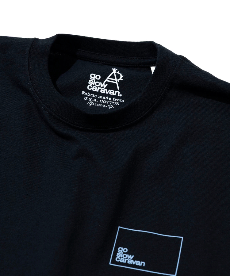 go slow caravan(ゴースローキャラバン) |USA/C スクエアLOGOバックプリントゆったりTEE (MENS)