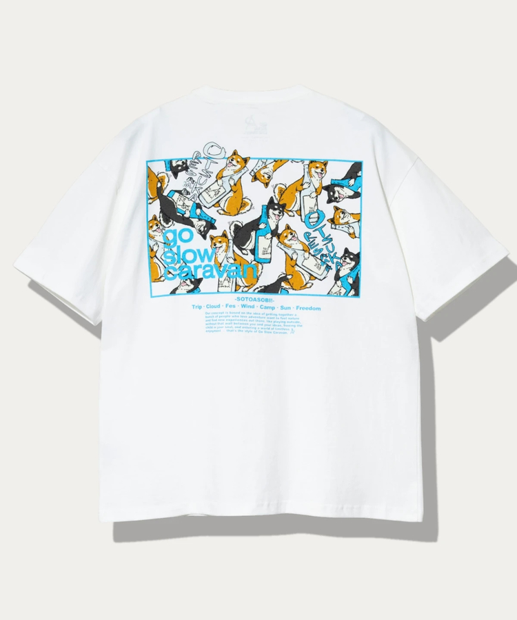 go slow caravan(ゴースローキャラバン) |USA/C スクエアLOGOバックプリントゆったりTEE (MENS)