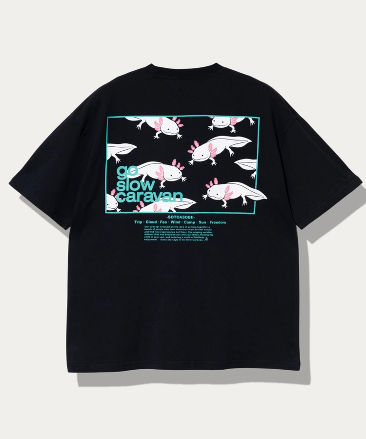 go slow caravan(ゴースローキャラバン) |USA/C スクエアLOGOバックプリントゆったりTEE (MENS)
