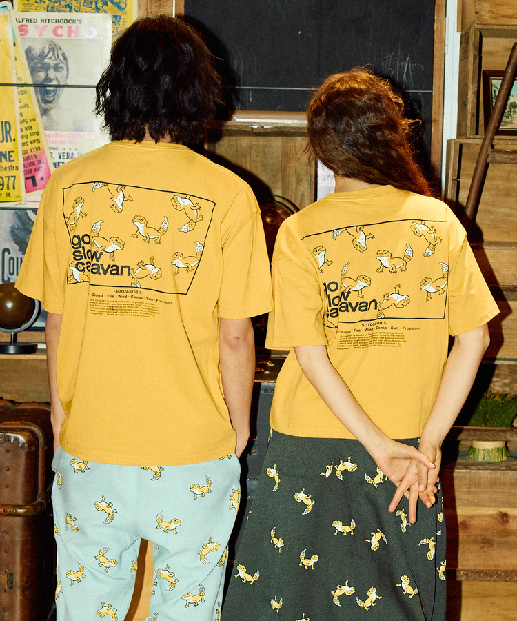 go slow caravan(ゴースローキャラバン) |USA/C スクエアLOGOバックプリントゆったりTEE (MENS)