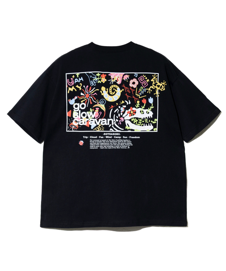 go slow caravan(ゴースローキャラバン) |USA/C スクエアLOGOバックプリントゆったりTEE (MENS)