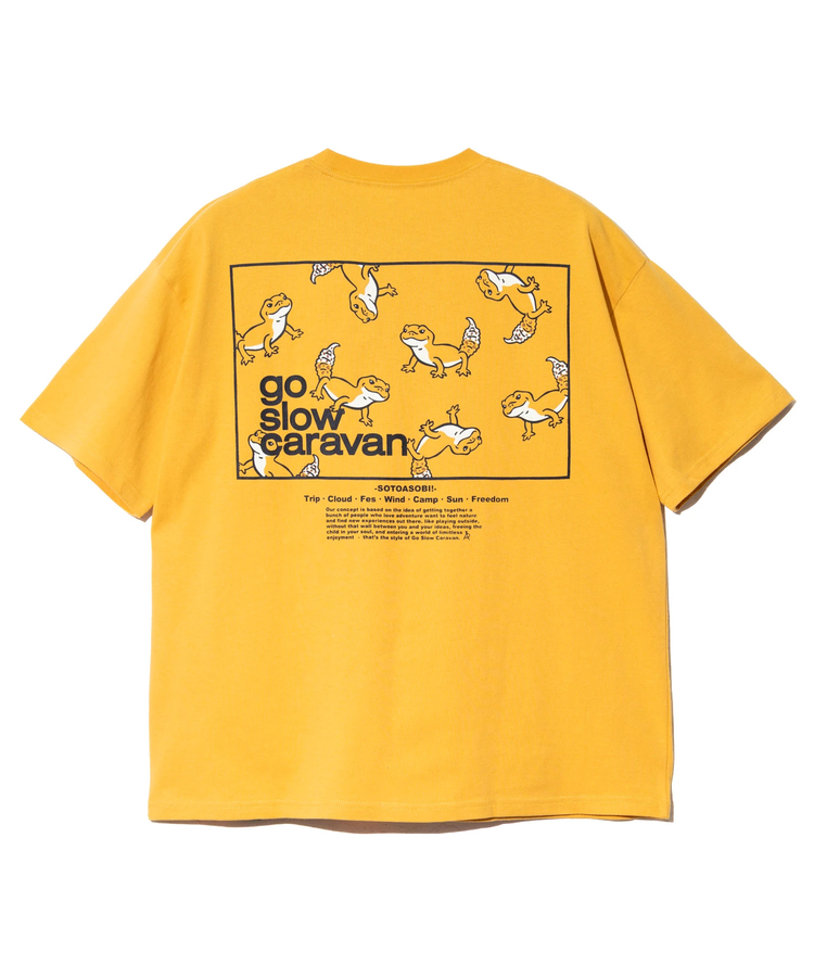 go slow caravan(ゴースローキャラバン) |USA/C スクエアLOGOバックプリントゆったりTEE (MENS)