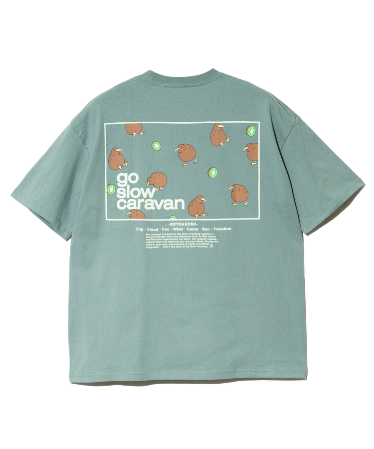 go slow caravan(ゴースローキャラバン) |USA/C スクエアLOGOバックプリントゆったりTEE (MENS)