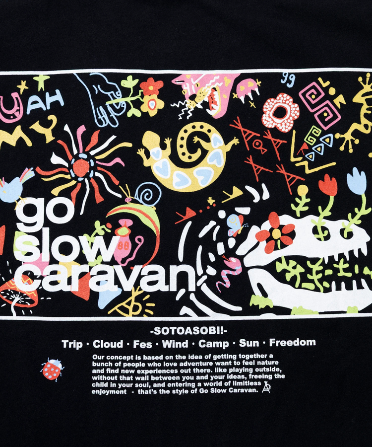 go slow caravan(ゴースローキャラバン) |USA/C スクエアLOGOバックプリントゆったりTEE (MENS)