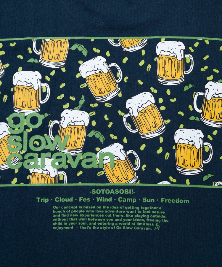 go slow caravan(ゴースローキャラバン) |USA/C スクエアLOGOバックプリントゆったりTEE (MENS)