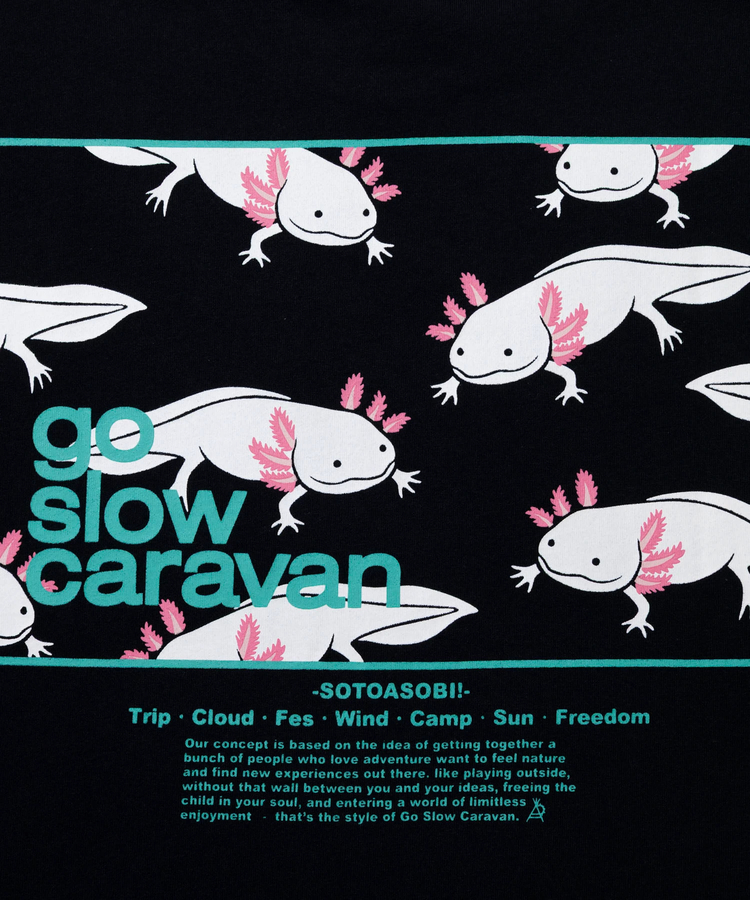 go slow caravan(ゴースローキャラバン) |USA/C スクエアLOGOバックプリントゆったりTEE (MENS)