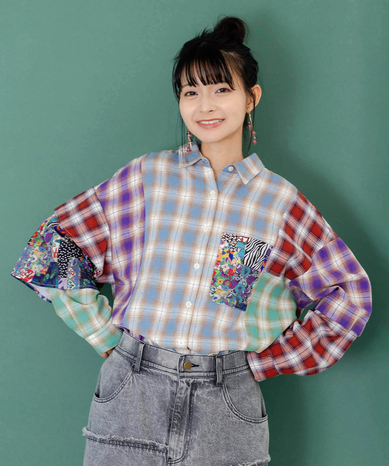 ScoLar/スカラー パッチワークチェックシャツ (WOMENS)｜ファッション