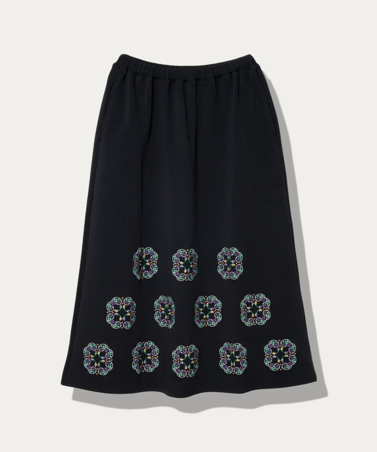 go slow caravan(ゴースローキャラバン) |ダンボールニット ペイズリー刺繍スカート (WOMENS)