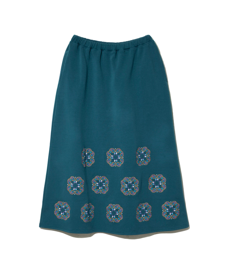 go slow caravan(ゴースローキャラバン) |ダンボールニット ペイズリー刺繍スカート (WOMENS)