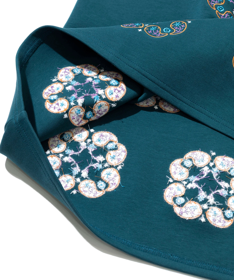 go slow caravan(ゴースローキャラバン) |ダンボールニット ペイズリー刺繍スカート (WOMENS)