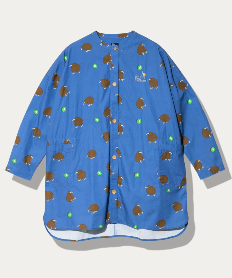 go slow caravan(ゴースローキャラバン) |オリジナル総柄Pt ノーカラーシャツジャケット (WOMENS)