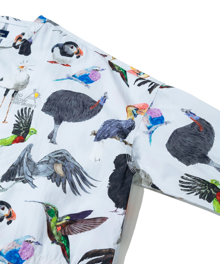 go slow caravan(ゴースローキャラバン) |オリジナル総柄Pt ノーカラーシャツジャケット (WOMENS)