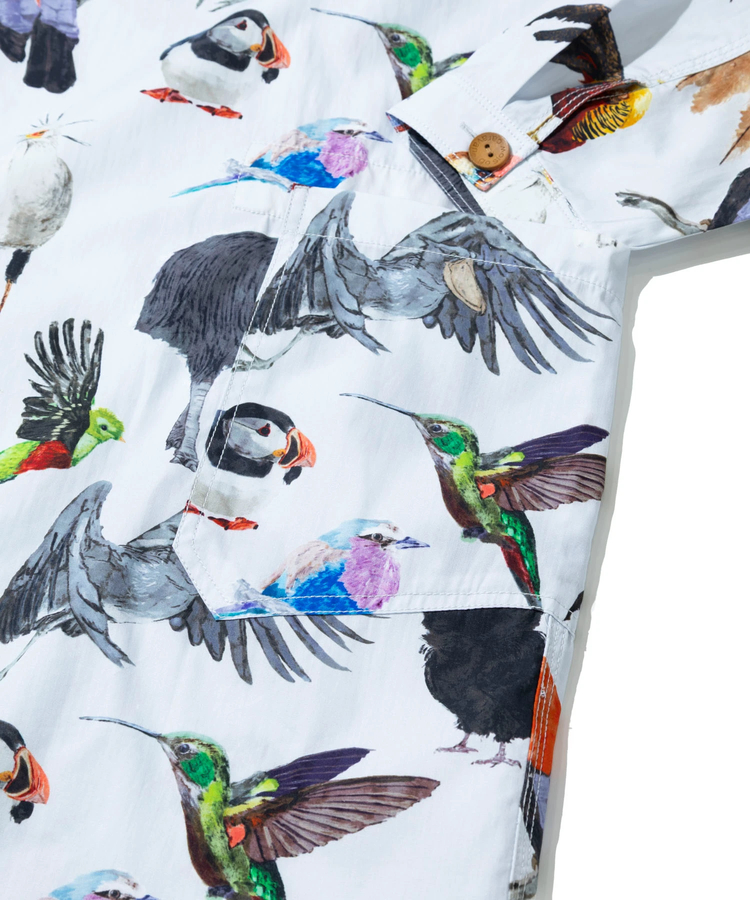 go slow caravan(ゴースローキャラバン) |オリジナル総柄Pt ノーカラーシャツジャケット (WOMENS)