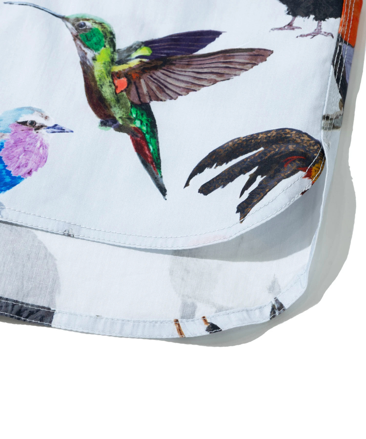 go slow caravan(ゴースローキャラバン) |オリジナル総柄Pt ノーカラーシャツジャケット (WOMENS)