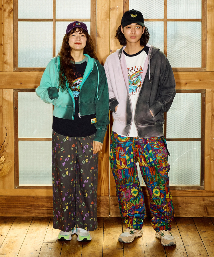 go slow caravan(ゴースローキャラバン) |タイプライター総柄プリントワイドパンツ (WOMENS)