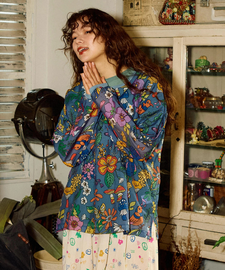 go slow caravan(ゴースローキャラバン) |虫よけハッピーフラワーシースループルオーバー (WOMENS)