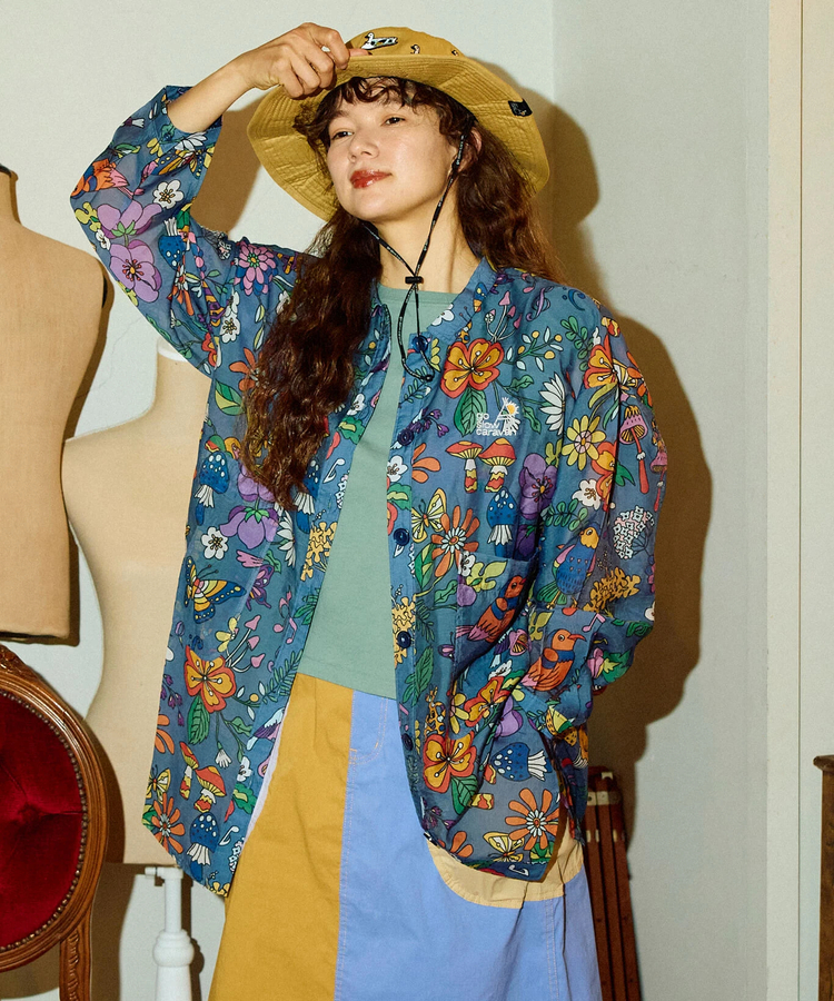 go slow caravan(ゴースローキャラバン) |虫よけハッピーフラワーシースルーシャツジャケット (WOMENS)