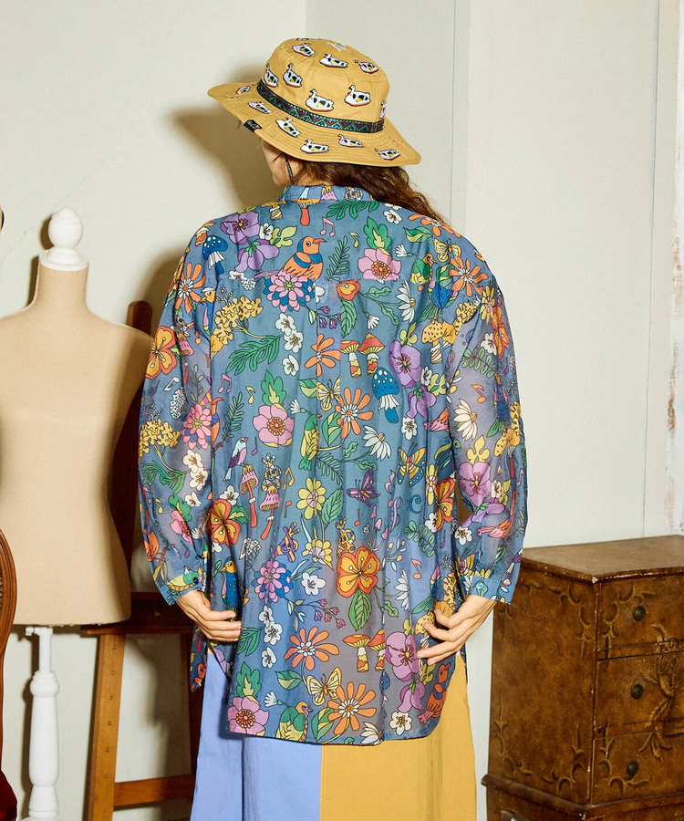 go slow caravan(ゴースローキャラバン) |虫よけハッピーフラワーシースルーシャツジャケット (WOMENS)