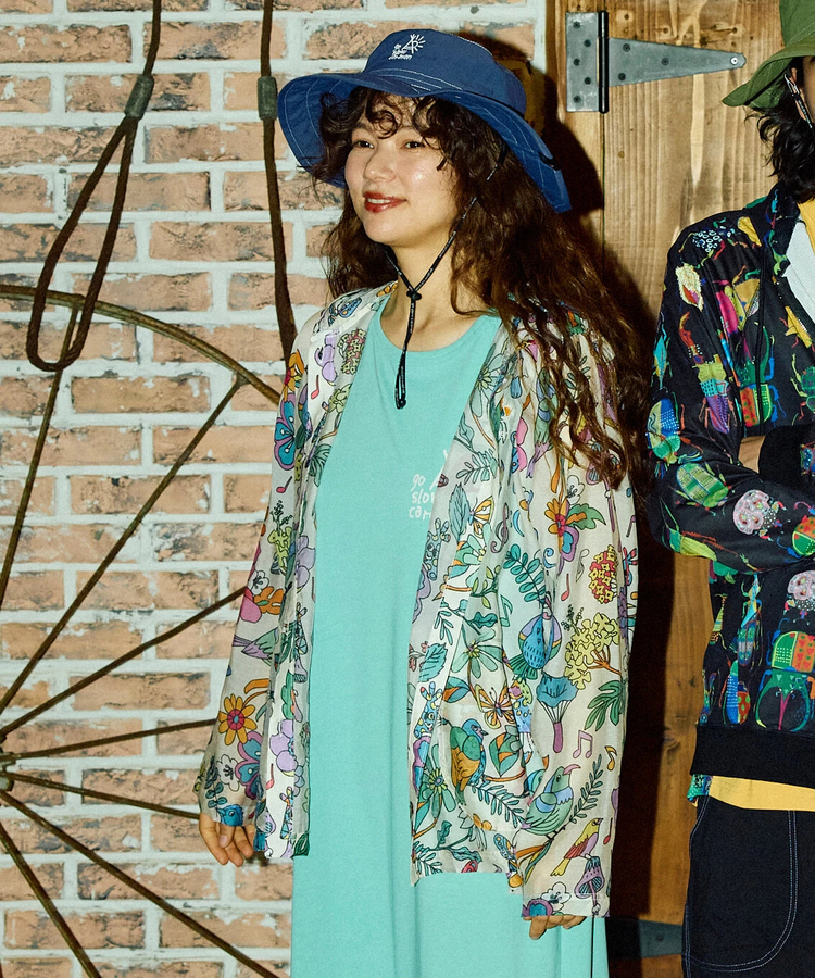 go slow caravan(ゴースローキャラバン) |虫よけハッピーフラワーシースルーパーカージャケット (WOMENS)