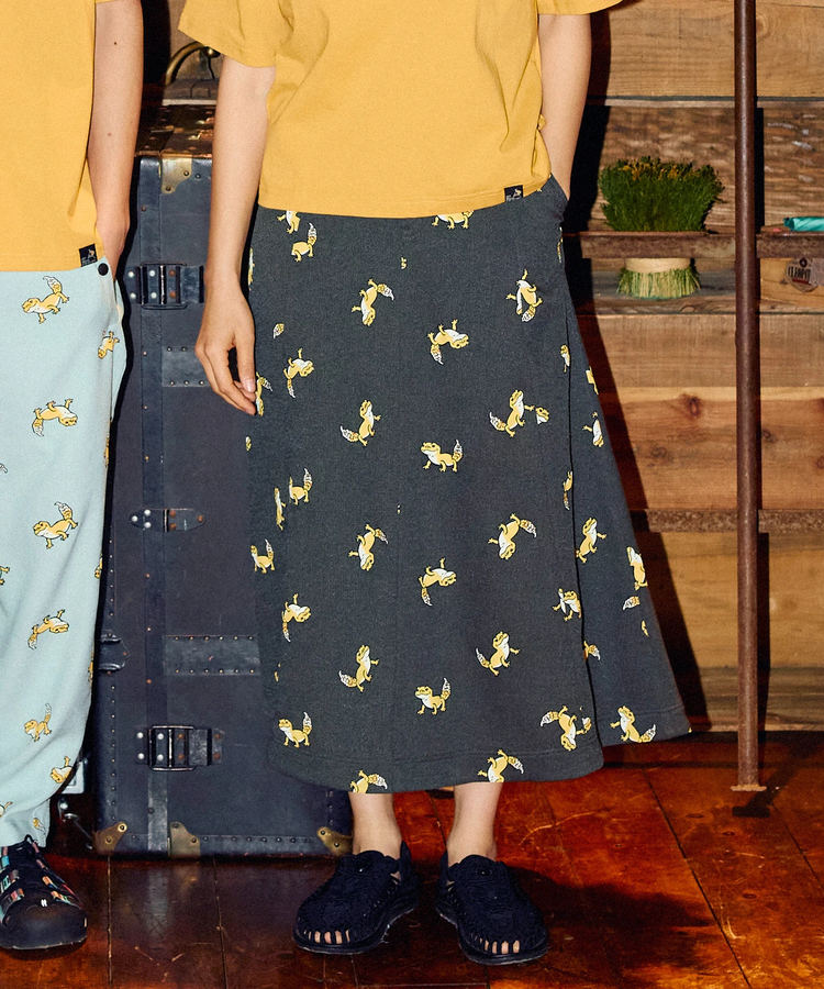 go slow caravan(ゴースローキャラバン) |ブッチャー総柄プリントスカート (WOMENS)