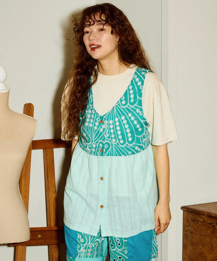 go slow caravan(ゴースローキャラバン) |カットワークコットン ノースリーブブラウス (WOMENS)