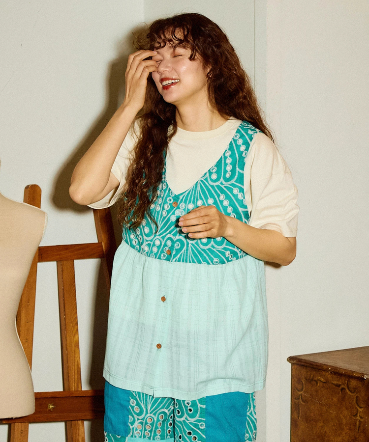 go slow caravan(ゴースローキャラバン) |カットワークコットン ノースリーブブラウス (WOMENS)