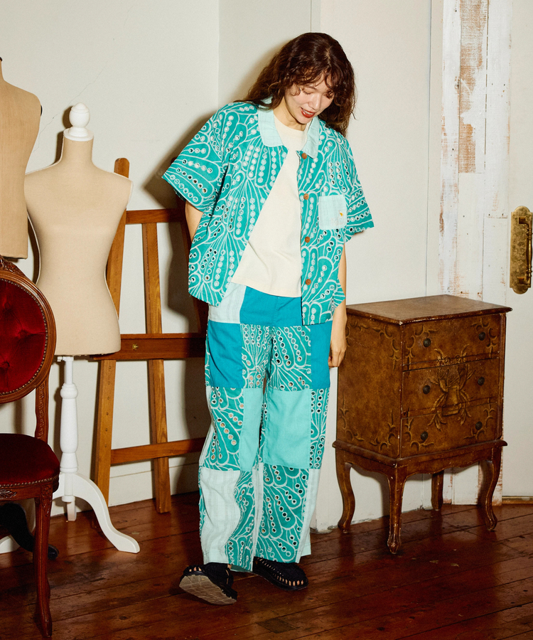 go slow caravan(ゴースローキャラバン) |カットワークコットン ハーフシャツ (WOMENS)