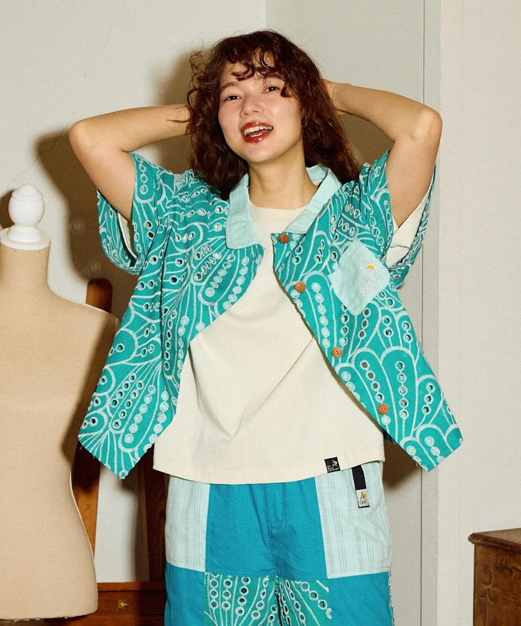 go slow caravan(ゴースローキャラバン) |カットワークコットン ハーフシャツ (WOMENS)