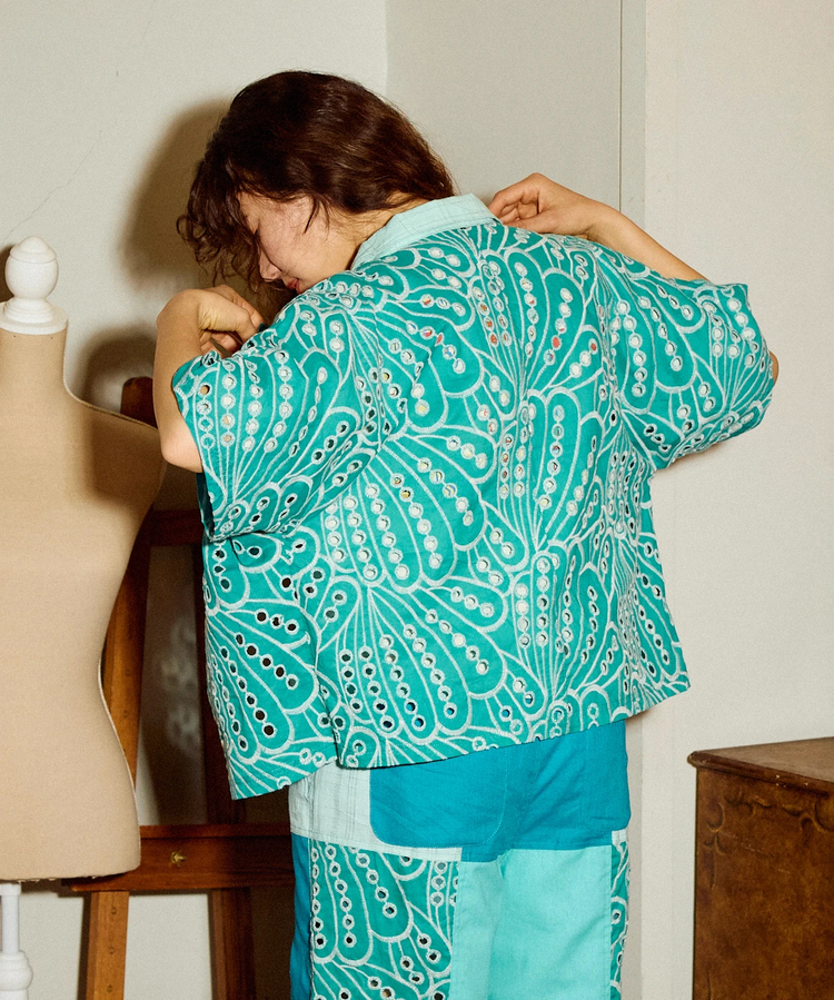 go slow caravan(ゴースローキャラバン) |カットワークコットン ハーフシャツ (WOMENS)