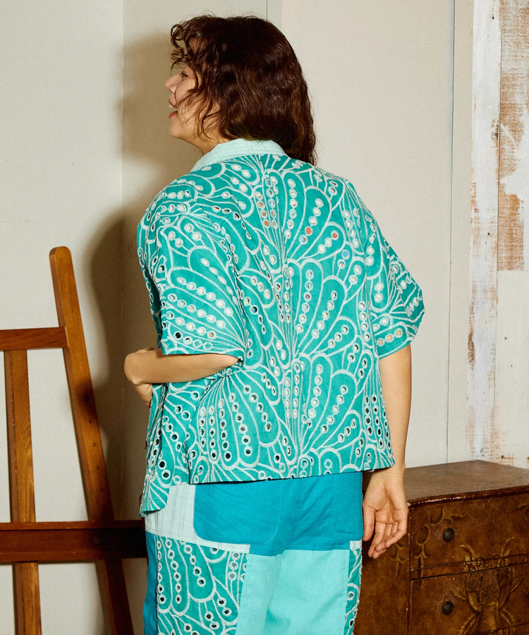 go slow caravan(ゴースローキャラバン) |カットワークコットン ハーフシャツ (WOMENS)