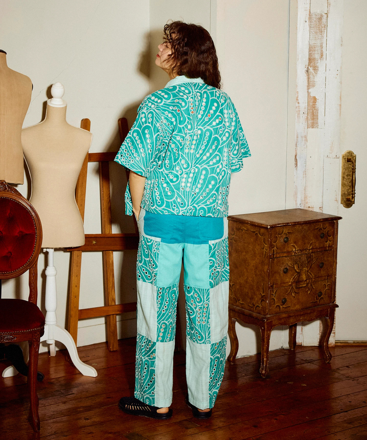 go slow caravan(ゴースローキャラバン) |カットワークコットン ハーフシャツ (WOMENS)