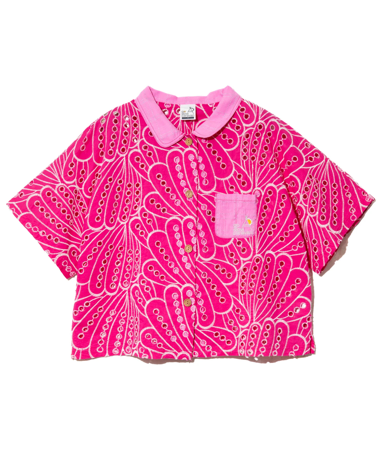 go slow caravan(ゴースローキャラバン) |カットワークコットン ハーフシャツ (WOMENS)