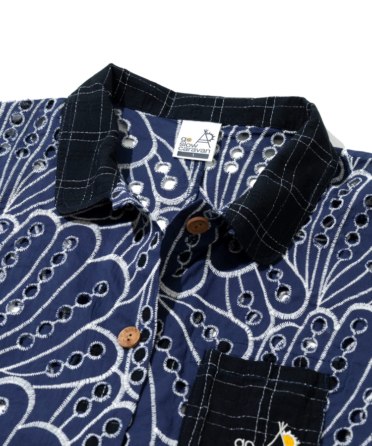 go slow caravan(ゴースローキャラバン) |カットワークコットン ハーフシャツ (WOMENS)