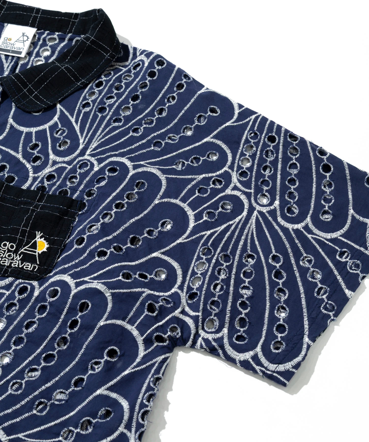 go slow caravan(ゴースローキャラバン) |カットワークコットン ハーフシャツ (WOMENS)