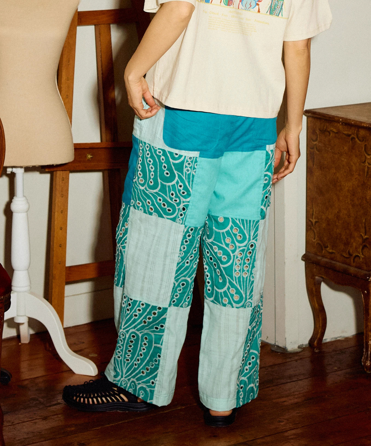go slow caravan(ゴースローキャラバン) |カットワークコットン パッチワークパンツ (WOMENS)